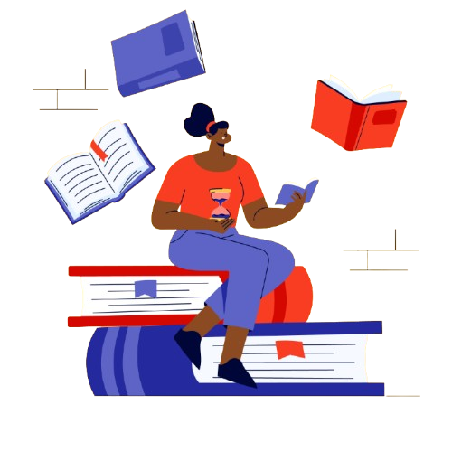 girl and books illustration