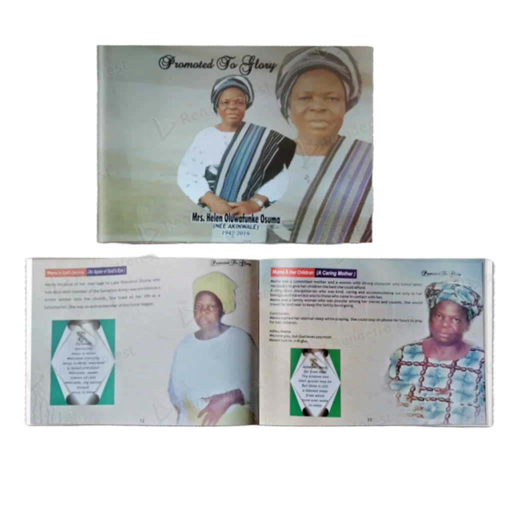 burial brochure book open page and cover